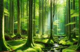 森の中、森林浴のイメージです。森の中で思いきり深呼吸してストレスを軽減しましょう。